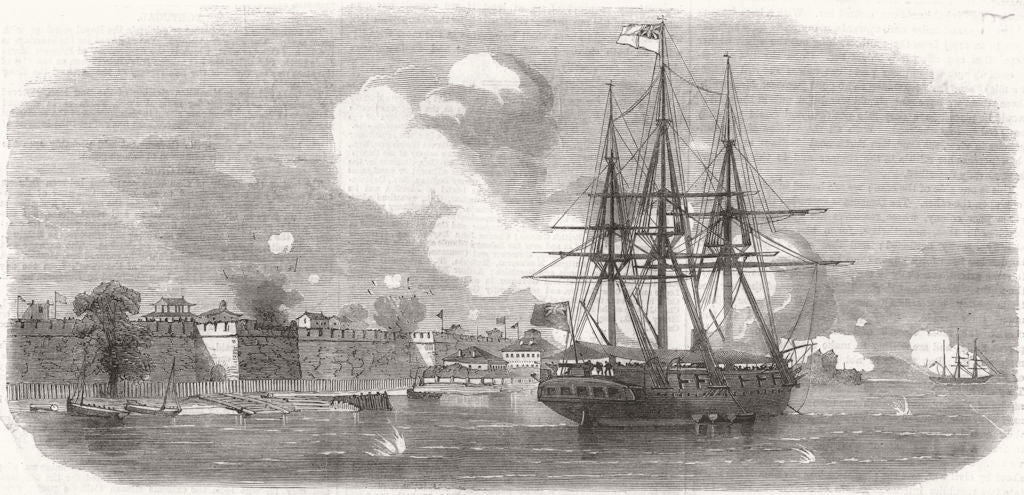 CHINA. The Capture of Ningbo. Bombardment of the north and east gates 1862